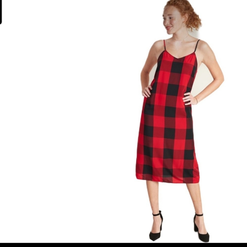 Old navy buffalo plaid slip dress
